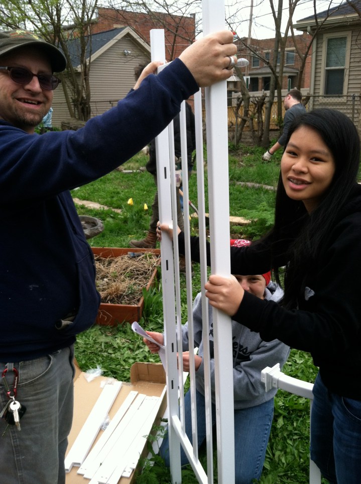 Woody Installs Trellis at 5th Street Bird Sanctuary